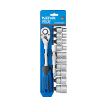 ست بکس 1/2 اینچ 12 پارچه با سطح کروم مات و نگهدارنده پلاستیکی NOVA 6691